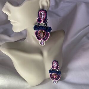 Elegant Purple and Silver Earrings